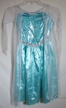 Disney ELSA Costume Sparkle Dress FROZEN Movie Long Satin Tulle Child Small 4-6 - £20.56 GBP