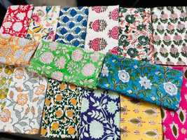 Set 50 Pcs Indian Hand Block Print 100% Cotton Voile Fabric Kitchen Napkins - $8.59+