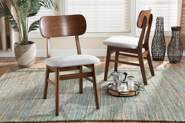 Darkovy Gray Fabric Upholstered and Walnut Brown 2Pc Dining Chair Set - $174.00