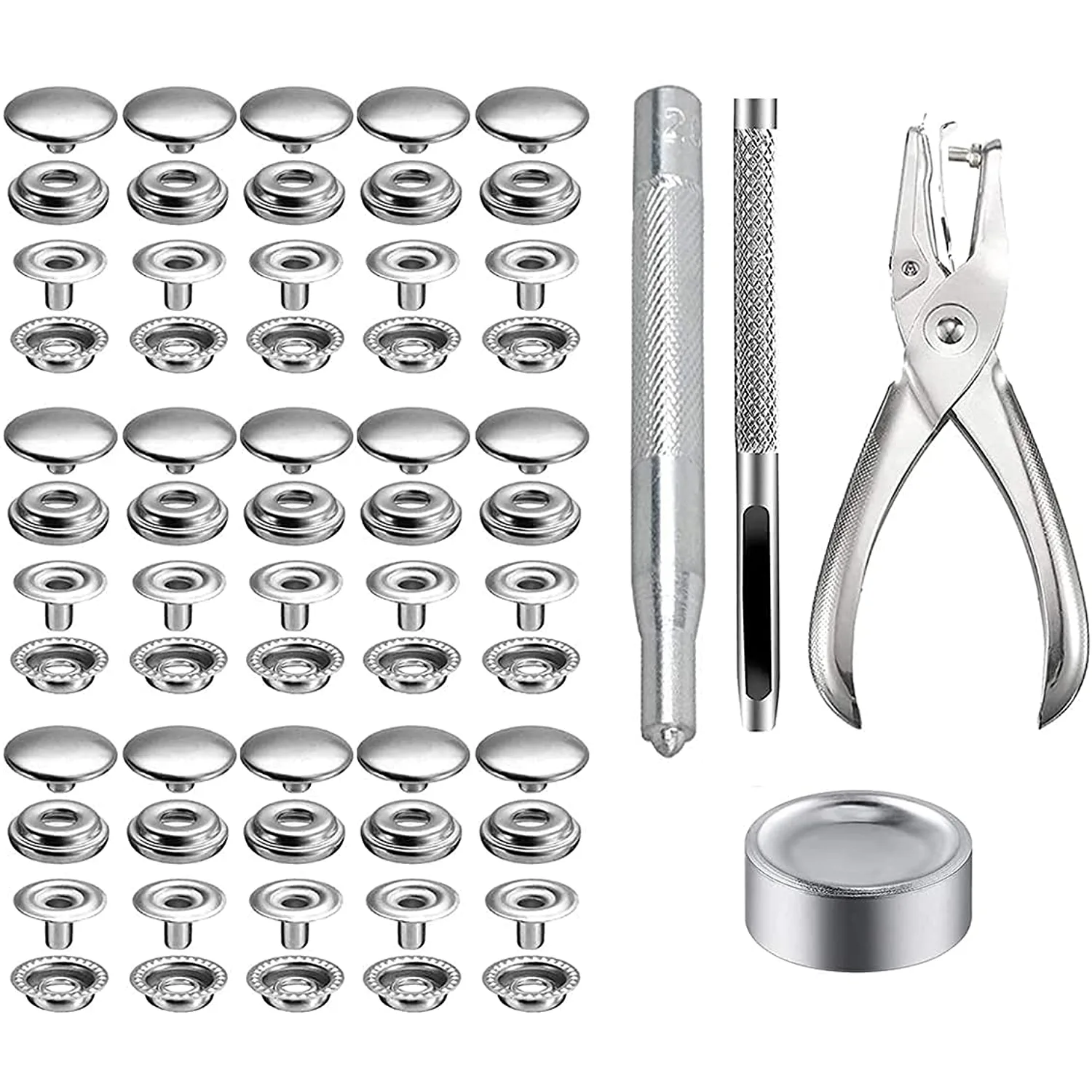 200 Pieces Stainless Steel Snap Fastener Kit, 15Mm Heavy Duty Snap Button Press  - £22.04 GBP
