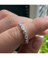 Marquise &amp; Round Moissanite Stack Band 925 Silver Moissanite Wedding Sta... - $258.05 CAD