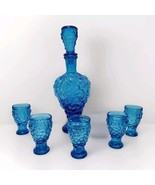 1950s  MCM Decanter / Shot Glass Cordials Set Grape Clusters In Electric... - €38,93 EUR