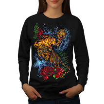 Wellcoda Wild Tiger Womens Sweatshirt, Cartoon Animal Casual Pullover Jumper - £22.91 GBP+