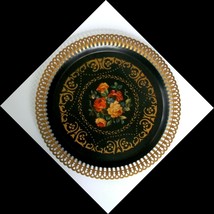 Tole Roses 12 Inch Reticulated Plate Social Supper American Art Works - $29.69