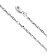 Genuine 14k White Gold 1.5mm Thin Singapore Chain Necklace 16&quot; 18&quot; 20&quot; 2... - $286.00+