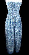 Gypsy Blu Beach Dress 3X Maxi Floral Strapless Blue Front Tie Live To Be... - $16.83