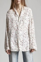 R13 floral-print silk shirt. Mini Rose. PJ TOP Ecru. Size Medium. $995 - £347.95 GBP