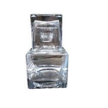 Glass Decanter Carafe Set Modern Square Clear Tumble Up Water Bedside Guest Room - £19.39 GBP