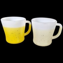 Glamalite Glitter Coated Rubber Mugs Yellow Cream Fire King  Federal Gla... - £54.38 GBP