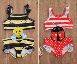 NEW Girls Ladybug Bee Swimsuit Bathing Suit 2T 3T 4T 5T 6 - £6.73 GBP