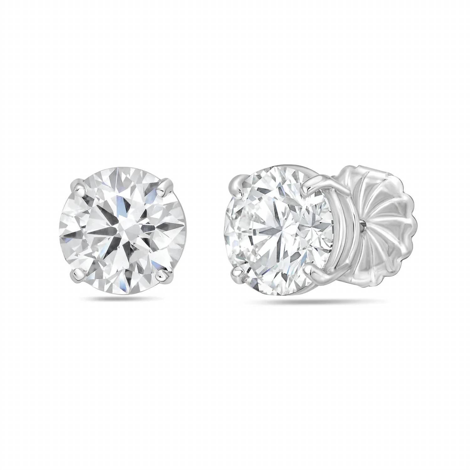 Diana M Jewels 3.00 cts round lab diamond stud earring size One Size - $966.24
