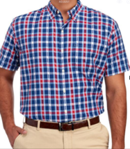 IZOD Shirt Mens 4XLT  Blue Plaid Button Up Cool FX slim fitShort Sleeve ... - $30.00