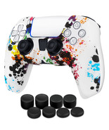 PS5 Controller Skin Grip Cover Silicone Gel Rubber w/ 8 Thumb Caps - Ink... - £23.71 GBP