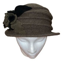 Forbusite Olive Green Wool Floral Cloche Bucket Hat OSFM - £11.77 GBP