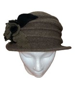 Forbusite Olive Green Wool Floral Cloche Bucket Hat OSFM - £11.85 GBP