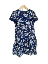 New Ann Taylor Navy Floral Shift Dress S Flutter Sleeve Ruffle Tiered Hem Lined - £46.59 GBP
