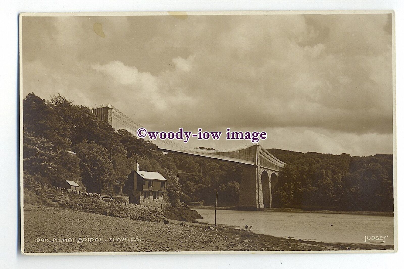 Ju1169 - Menai Suspension Bridge , Anglesey - Judges postcard 1989 - $1.90