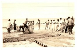 Vintage Hukilau Fishing Nets on Beach Hawaii Postcard RPPC - £35.52 GBP