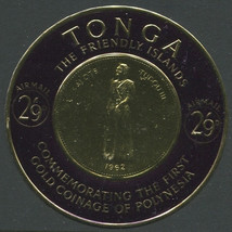 Tonga 1963 SG140 2/9d Airmail Stamp of Gold Coinage of Polynesia MLH - $1.28