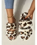Womens Multicolor Leopard Print Fluffy Slippers Size 6 EUR36-37 (s) - $118.79