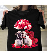 Pug With Balloons Heart Shape Awesome Valentine’s T-Shirt, Dog Lovers Pug Owners - £11.09 GBP
