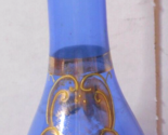 Bohemian Czech Cobalt Blue Hand Blown 24K Gold Gilded Enameled Painted A... - £7.15 GBP