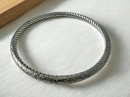 David Yurman 925 Silver Cable 4mm Hammered Bangle Bracelet - €457,64 EUR