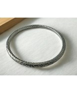 David Yurman 925 Silver Cable 4mm Hammered Bangle Bracelet - $752.62 CAD