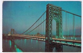 New York Postcard NYC George Washington Bridge Across Hudson River - £2.36 GBP