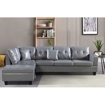 Bodrum Living Room Sectional Sofa Set in Grey Faux Leather - £992.58 GBP