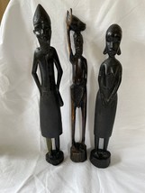 Vintage Group of Hand Carved Figures, Makonde People, Tanzania - Ebony/B... - $149.00