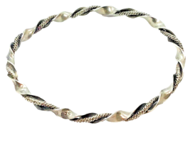 Mexican 925 Silver Bangle Cuernavaca Handmade Slip on Style Signed Twist Pattern - £31.03 GBP