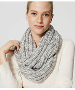 LOFT Women Shimmer Knit Cozy Infinity Cowl Patterned Gray Winter Scarf O... - £17.99 GBP