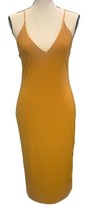 Fashion Nova Anne Marie Midi Dress Size L Mustard Spaghetti Straps  - £14.09 GBP