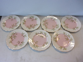 &quot;Royal Albert&quot; Bone China &quot;Braemar&quot; 7 small plates, 6-3/8&quot; conch pink wi... - $34.65