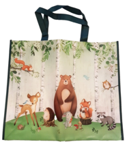 Large Woodland Forest Animal Tote Bag Handles Gift Wrap Heavy Duty Vinyl Coated - £7.72 GBP