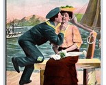 Romance Sailor Kisses Lady Goodbye Unp DB Cartolina S4 - £4.79 GBP