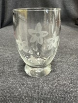 Vintage Etched Flowers Glass Toothpick Holder 2.5&quot; Tall - $7.92