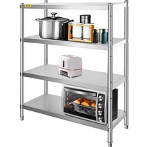 VEVOR Stainless Steel Shelving 48x24x59 Inch 4 Tier Adjustable Shelf Sto... - £197.39 GBP