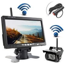 7&#39;&#39; Wireless Backup Camera &amp; Monitor Kit Back Parking Night Vision For Truck RV - £136.30 GBP