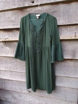 Knox Rose VTG Tunic/Dress Womens XS Green Crochet Peplum Rayon BOHO Cott... - £19.07 GBP