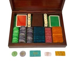 Vtg Altenburg-Stralsunder Wood Case Bakelite PLAQUE Poker Chip Set Made Italy - £274.09 GBP