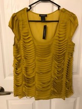 Fashion Ai Brand Sheer Short Sleeve Yellow Shirt W Cut Outs Women&#39;s Size... - £11.66 GBP