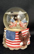 USA Patriotic Eagle American Flag Snow Globe  Music Independence day 4th of July - £22.33 GBP