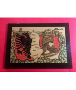 NEW ALBANIA EAGLE SHQIPERIA WOOD PYROGRAPHY RECTANGLE FRAME PLATE-HANDMA... - $99.00