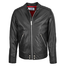 DR175 Men&#39;s Leather Casual Biker Fashion Jacket Black - £168.13 GBP