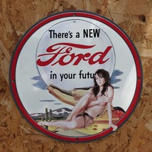 Vintage 1948 Ford Motor Company and Automobile Porcelain Gas & Oil Metal Sign - £98.07 GBP
