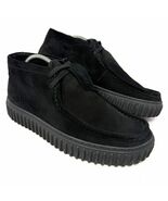 Clarks Men’s Torhill Hi Chukka Boots Sz 8.5 Black Suede Moc Toe Sneaker GUC - $59.35