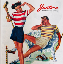 1947 Jantzen Sun Clothes Advertisement Sexy Tan Jan Croquet Fashion DWWW9 - $41.13 CAD