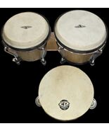 Cosmic Percussion Bongo Drums CP By LP  8” &amp; 7” Dark Wood Tunable W/ Tam... - $1,273.83 MXN